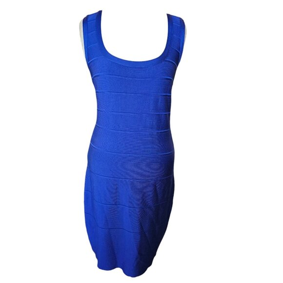 Calvin Klein Size Large Royal Blue Bodycon Bandage‎ Dress Stretch Cocktail  $158 - Picture 1 of 9